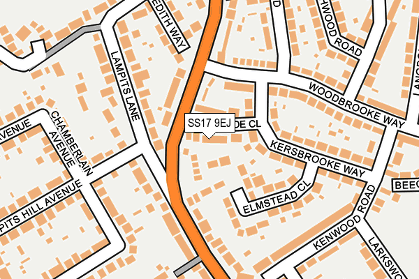 SS17 9EJ map - OS OpenMap – Local (Ordnance Survey)