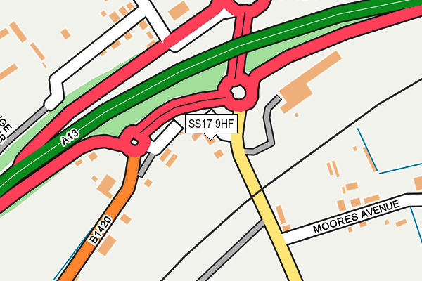 SS17 9HF map - OS OpenMap – Local (Ordnance Survey)