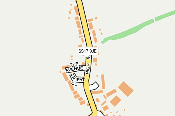 SS17 9JE map - OS OpenMap – Local (Ordnance Survey)