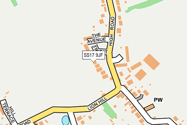 SS17 9JF map - OS OpenMap – Local (Ordnance Survey)