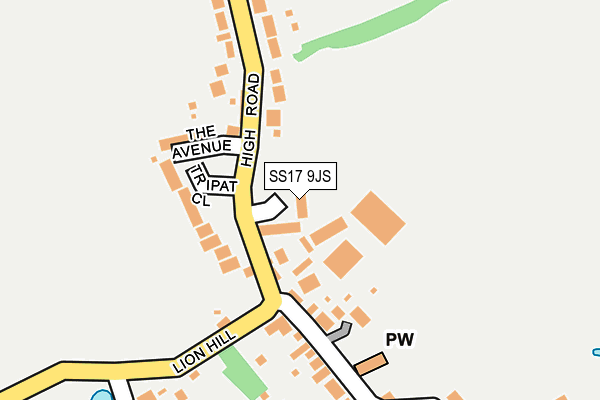 SS17 9JS map - OS OpenMap – Local (Ordnance Survey)