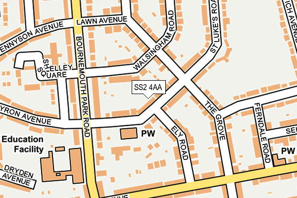 SS2 4AA map - OS OpenMap – Local (Ordnance Survey)