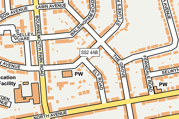 SS2 4AB map - OS OpenMap – Local (Ordnance Survey)