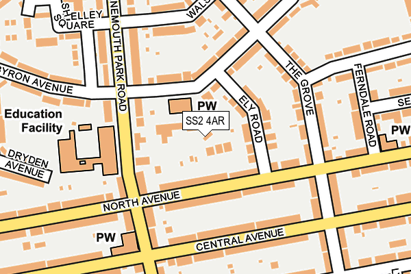 SS2 4AR map - OS OpenMap – Local (Ordnance Survey)