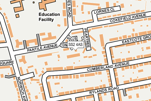 SS2 4AS map - OS OpenMap – Local (Ordnance Survey)
