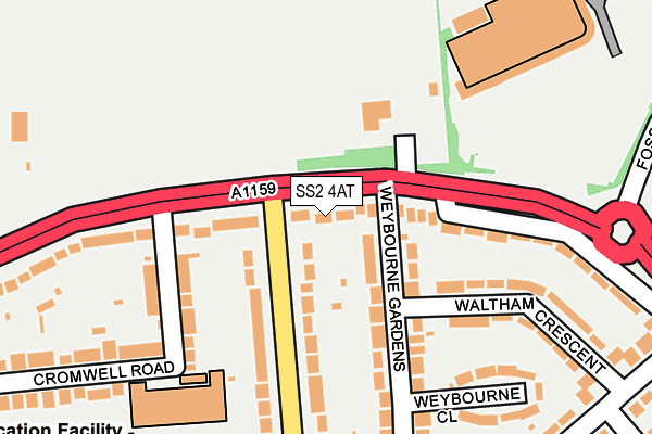 SS2 4AT map - OS OpenMap – Local (Ordnance Survey)