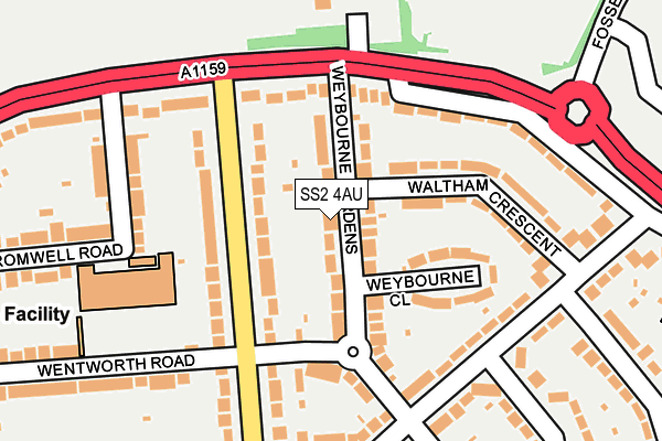 SS2 4AU map - OS OpenMap – Local (Ordnance Survey)