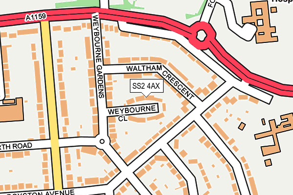 SS2 4AX map - OS OpenMap – Local (Ordnance Survey)