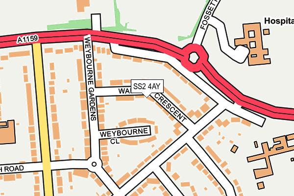 SS2 4AY map - OS OpenMap – Local (Ordnance Survey)