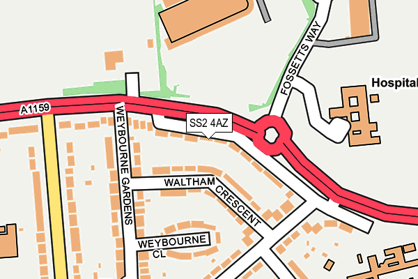 SS2 4AZ map - OS OpenMap – Local (Ordnance Survey)