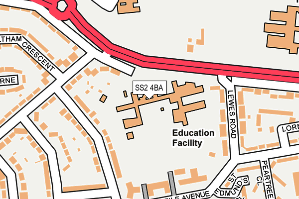 SS2 4BA map - OS OpenMap – Local (Ordnance Survey)