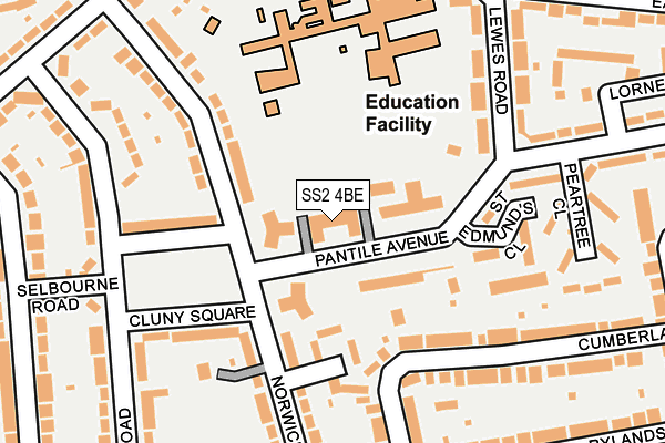 SS2 4BE map - OS OpenMap – Local (Ordnance Survey)