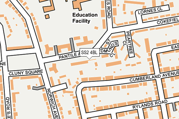 SS2 4BL map - OS OpenMap – Local (Ordnance Survey)