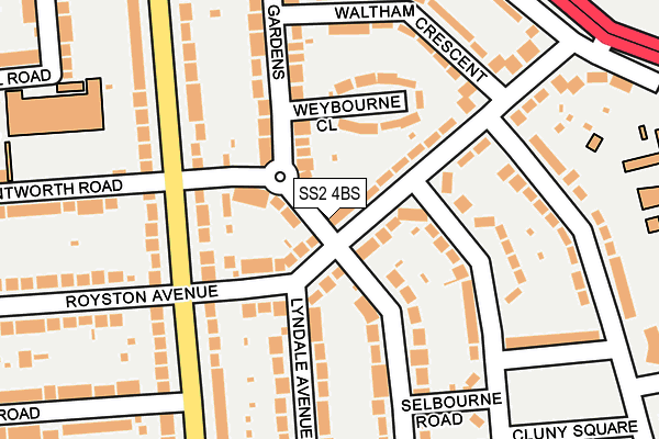SS2 4BS map - OS OpenMap – Local (Ordnance Survey)
