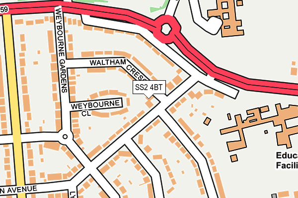 SS2 4BT map - OS OpenMap – Local (Ordnance Survey)