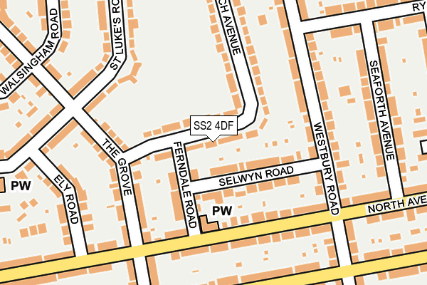 SS2 4DF map - OS OpenMap – Local (Ordnance Survey)