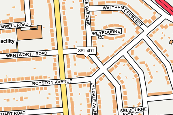 SS2 4DT map - OS OpenMap – Local (Ordnance Survey)