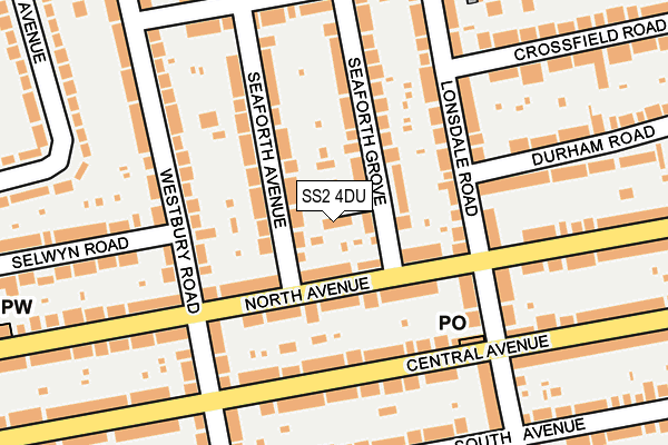 SS2 4DU map - OS OpenMap – Local (Ordnance Survey)