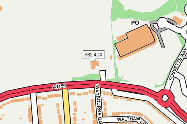 SS2 4DX map - OS OpenMap – Local (Ordnance Survey)
