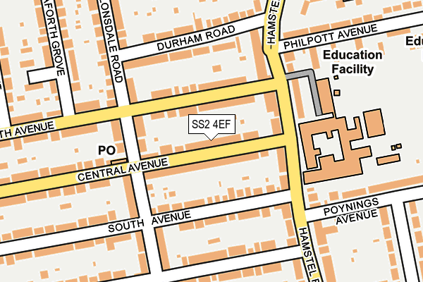 SS2 4EF map - OS OpenMap – Local (Ordnance Survey)