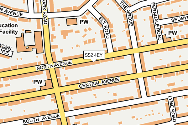 SS2 4EY map - OS OpenMap – Local (Ordnance Survey)
