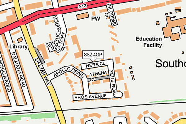 SS2 4GP map - OS OpenMap – Local (Ordnance Survey)