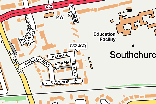 SS2 4GQ map - OS OpenMap – Local (Ordnance Survey)