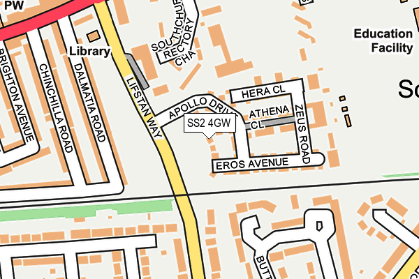 SS2 4GW map - OS OpenMap – Local (Ordnance Survey)