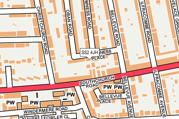 SS2 4JH map - OS OpenMap – Local (Ordnance Survey)