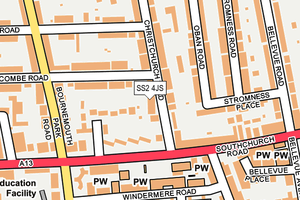 SS2 4JS map - OS OpenMap – Local (Ordnance Survey)
