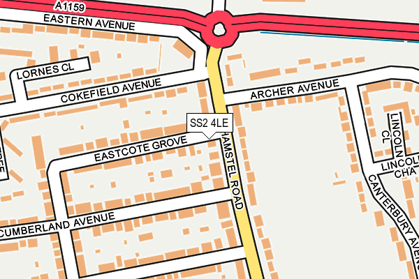 SS2 4LE map - OS OpenMap – Local (Ordnance Survey)