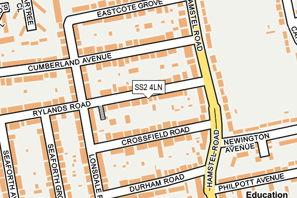 SS2 4LN map - OS OpenMap – Local (Ordnance Survey)