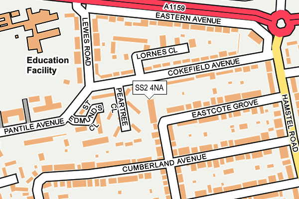 SS2 4NA map - OS OpenMap – Local (Ordnance Survey)