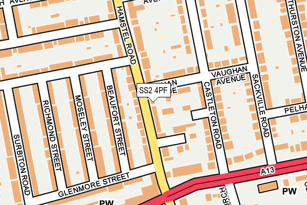 SS2 4PF map - OS OpenMap – Local (Ordnance Survey)