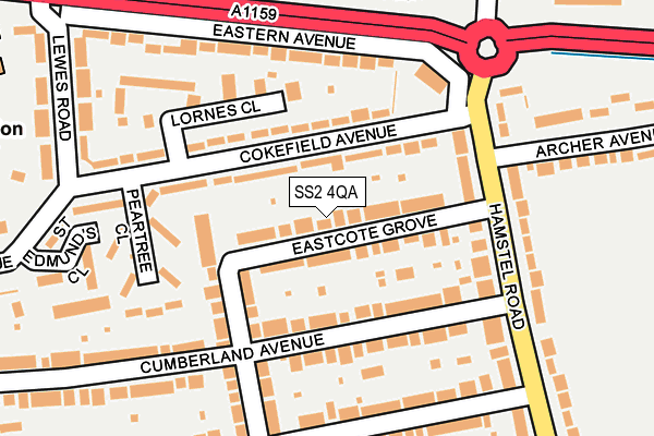 SS2 4QA map - OS OpenMap – Local (Ordnance Survey)