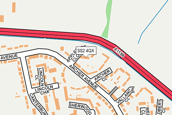 SS2 4QX map - OS OpenMap – Local (Ordnance Survey)
