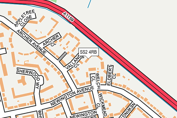 SS2 4RB map - OS OpenMap – Local (Ordnance Survey)