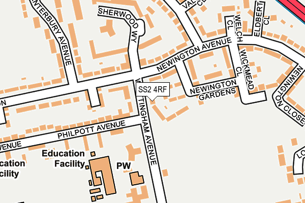 SS2 4RF map - OS OpenMap – Local (Ordnance Survey)