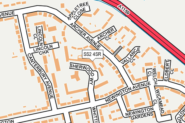 SS2 4SR map - OS OpenMap – Local (Ordnance Survey)