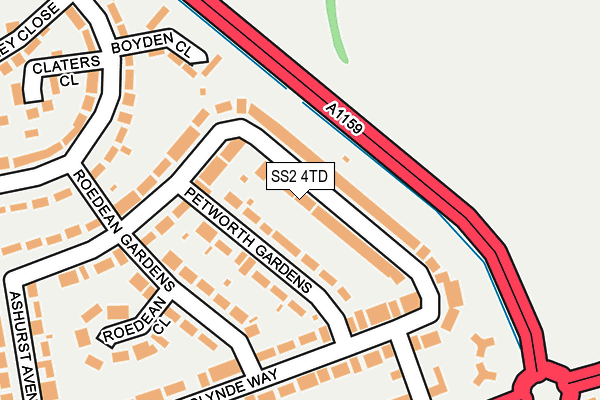 SS2 4TD map - OS OpenMap – Local (Ordnance Survey)
