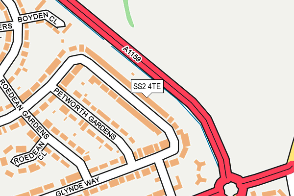 SS2 4TE map - OS OpenMap – Local (Ordnance Survey)