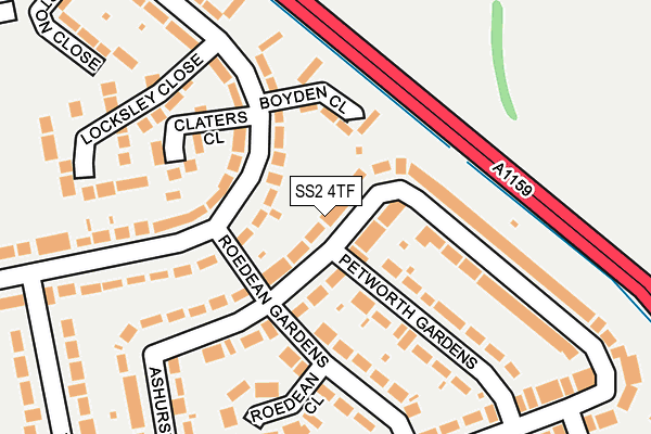 SS2 4TF map - OS OpenMap – Local (Ordnance Survey)