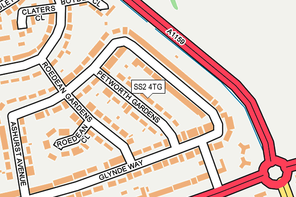 SS2 4TG map - OS OpenMap – Local (Ordnance Survey)