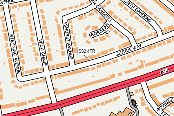 SS2 4TR map - OS OpenMap – Local (Ordnance Survey)