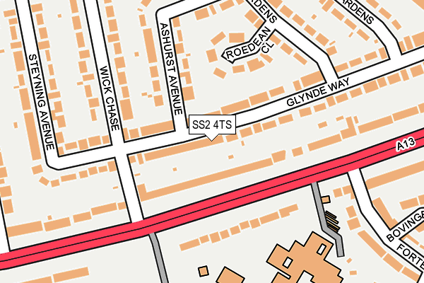SS2 4TS map - OS OpenMap – Local (Ordnance Survey)