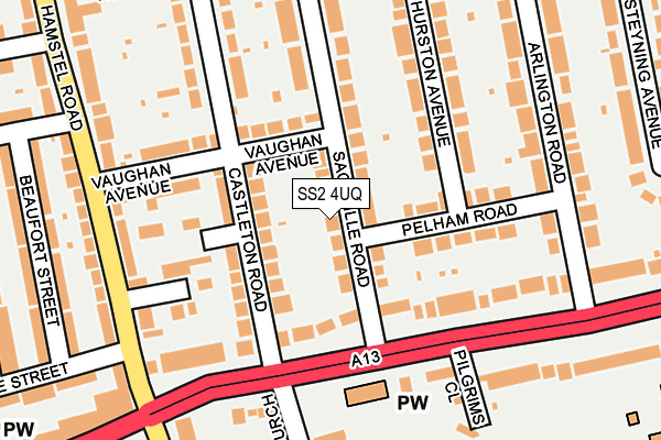 SS2 4UQ map - OS OpenMap – Local (Ordnance Survey)