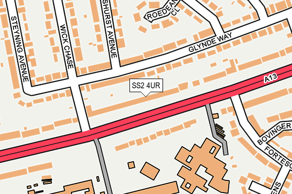 SS2 4UR map - OS OpenMap – Local (Ordnance Survey)