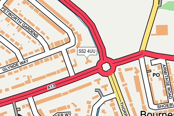 SS2 4UU map - OS OpenMap – Local (Ordnance Survey)