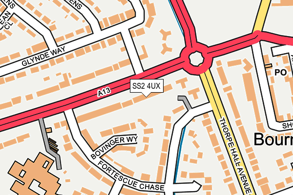 SS2 4UX map - OS OpenMap – Local (Ordnance Survey)