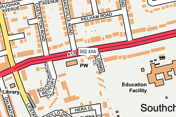 SS2 4XA map - OS OpenMap – Local (Ordnance Survey)